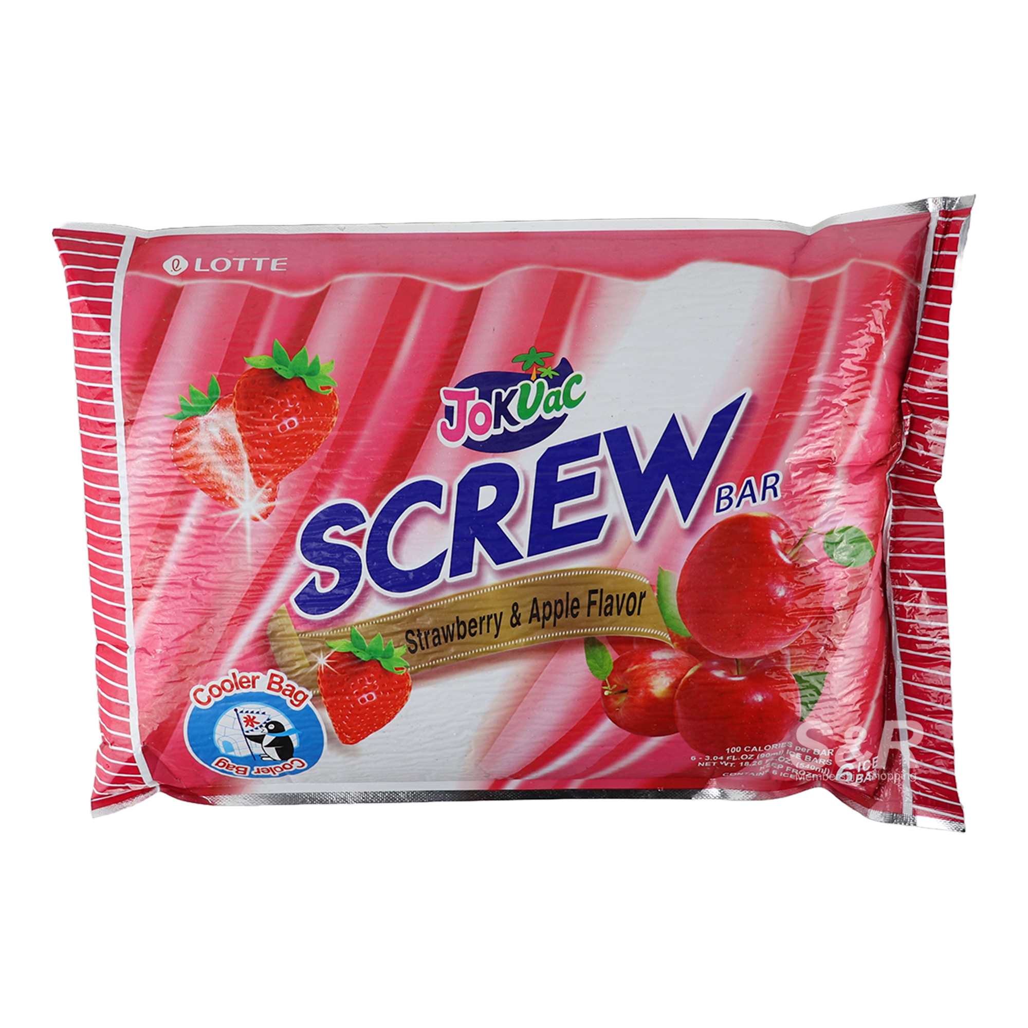 Lotte JokVac Screw Bar Strawberry and Apple Flavor 6pcs